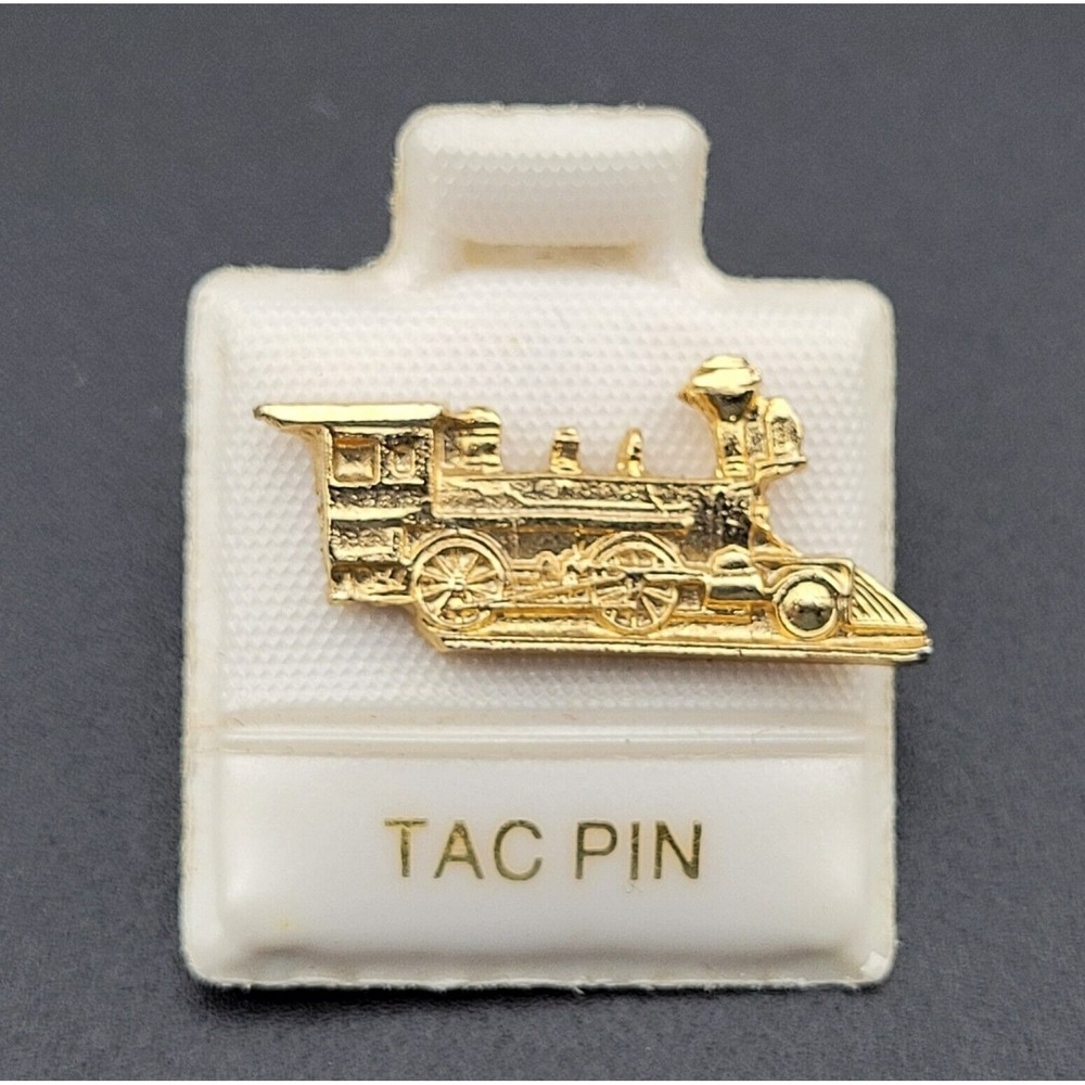 Vintage Gold Tone Train Engine Tac Pin 1" long